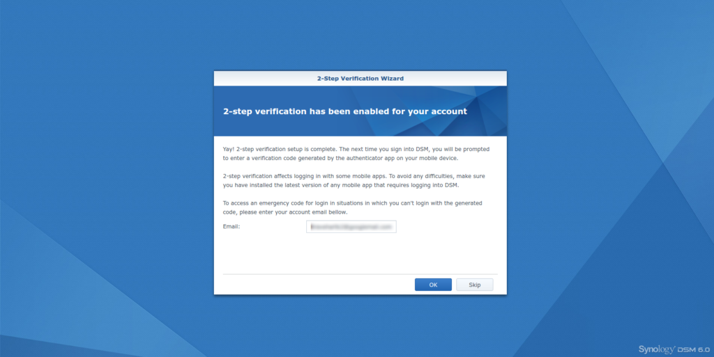 Diskstation Google Authentication reset step 4