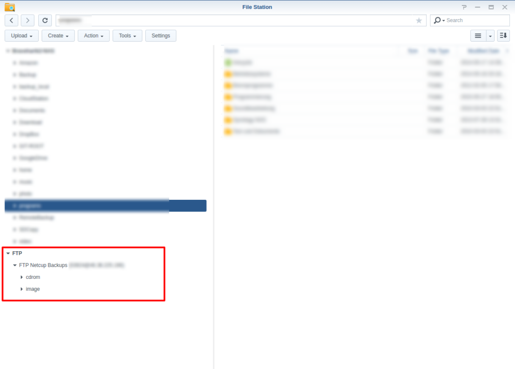 Mount FTP on Synology Boxes FTP in File Station