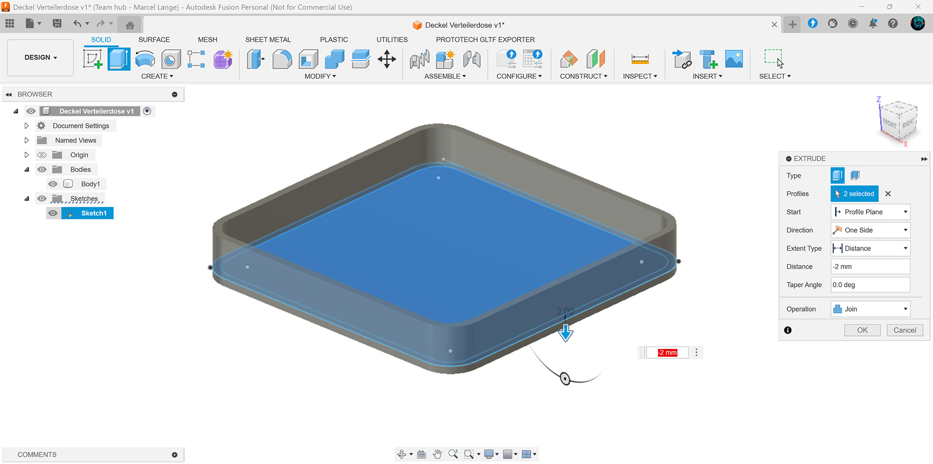 Junction Box Cap Extrude Bottom